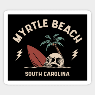 Vintage Surfing Myrtle Beach South Carolina // Retro Surf Skull Sticker